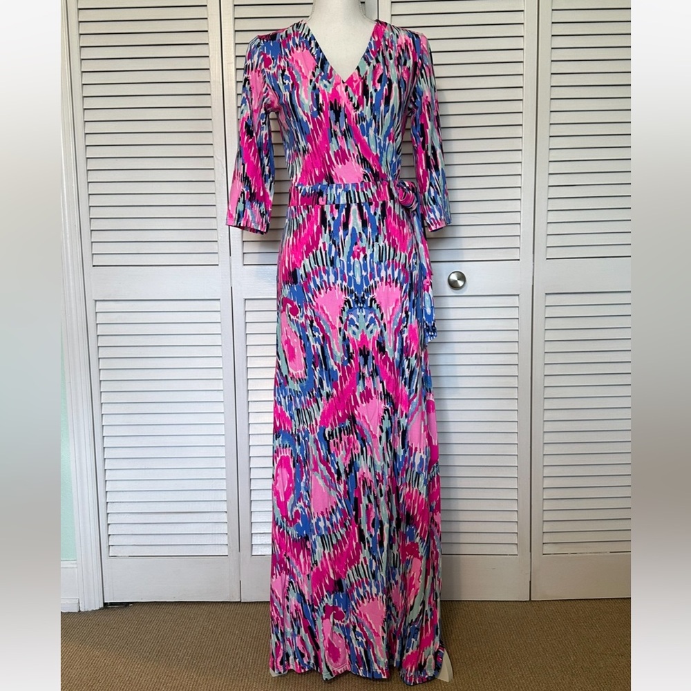Lilly Pulitzer Marvista Wrap Maxi Dress Multi Free Spirit, Medium